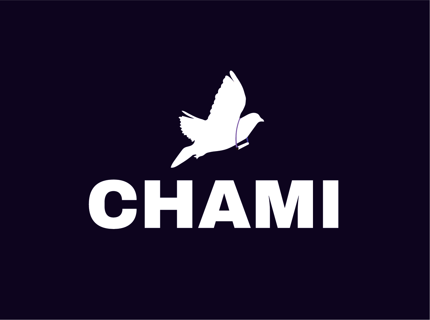 Simplified Iamge of Chami Bird Flying above Chami type logo